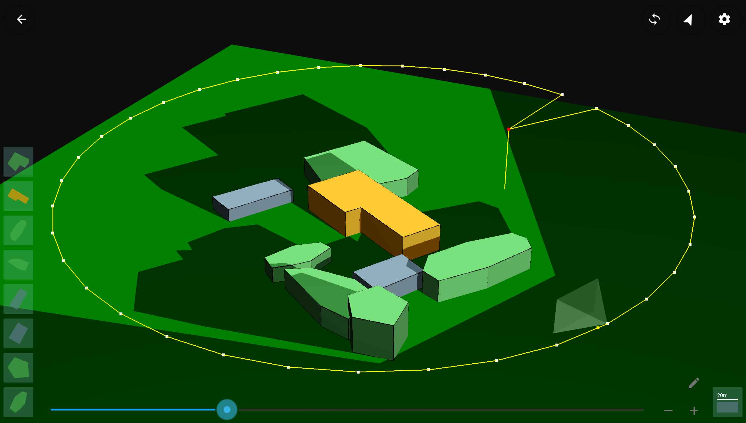 3D view of a circle scan flight plan