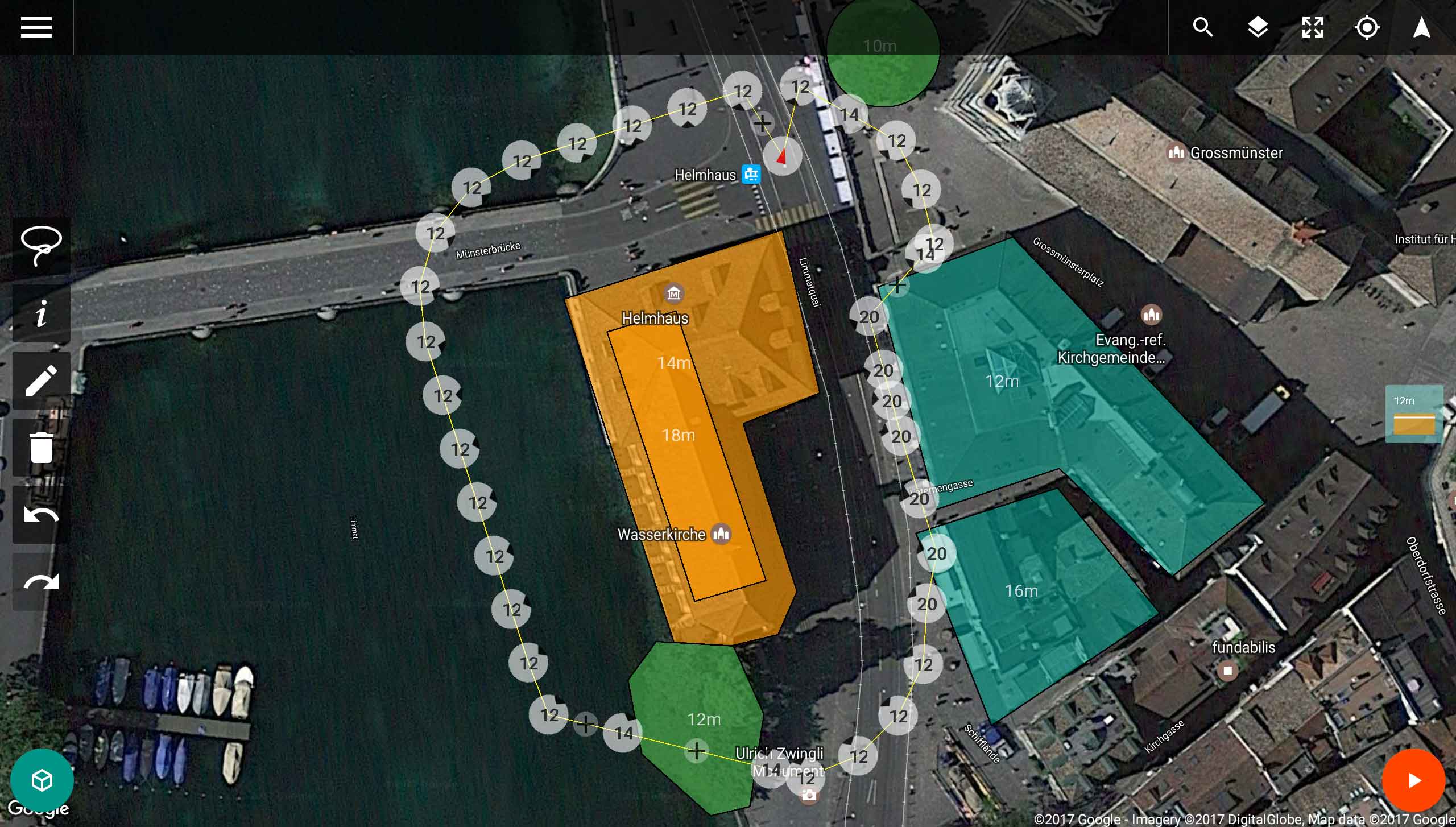 2D view of a perimeter scan flight plan